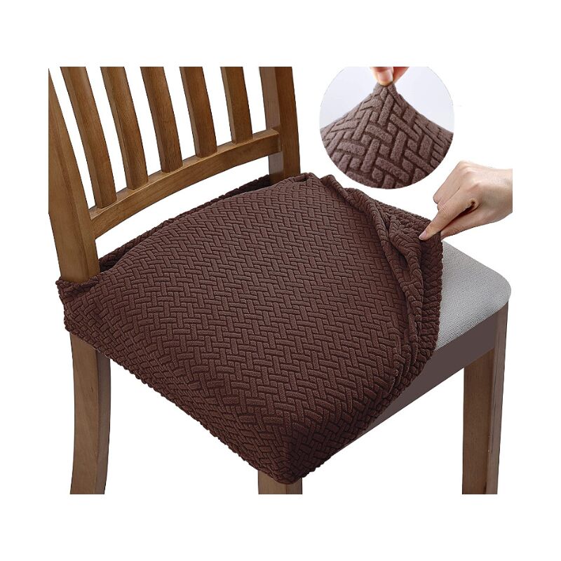 foto del prodotto coprisedie elasticizzati in jacquard goffrato, 4 pezzi, sfoderabili e lavabili, per sala da pranzo, cucina, ufficio, hotel sollbry