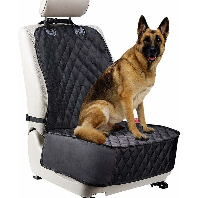 foto del prodotto coprisedile auto per cani per sedili anteriori. protezione impermeabile e antigraffio per cani. adatto alla maggior parte di camion, furgoni e suv