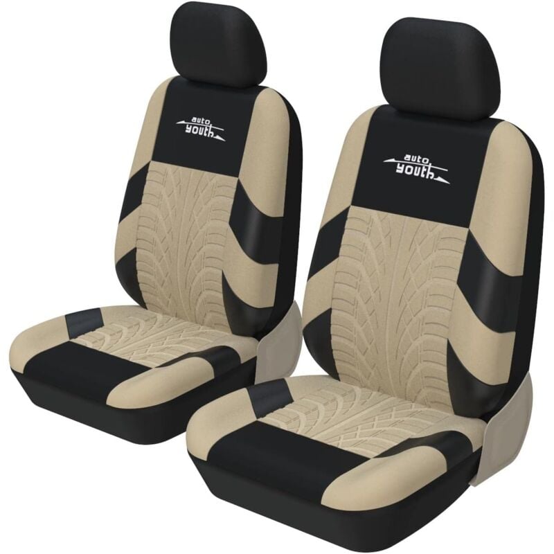 foto del prodotto coprisedile per auto, camion, suv, furgoni, compatibile con airbag, rivestimento interno auto, beige