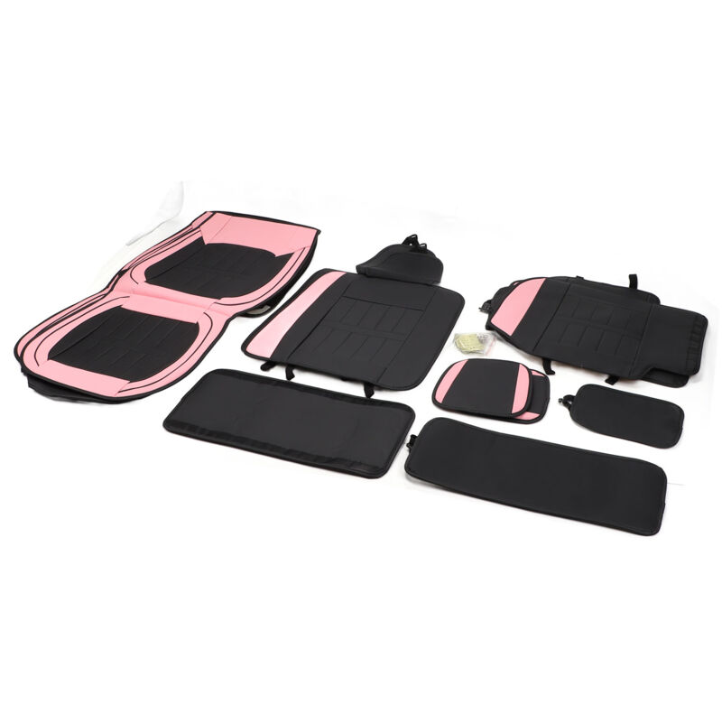 foto del prodotto coprisedile per auto protezione traspirante e confortevole in pelle completamente avvolgente per la maggior parte dei veicoli stile standard nero