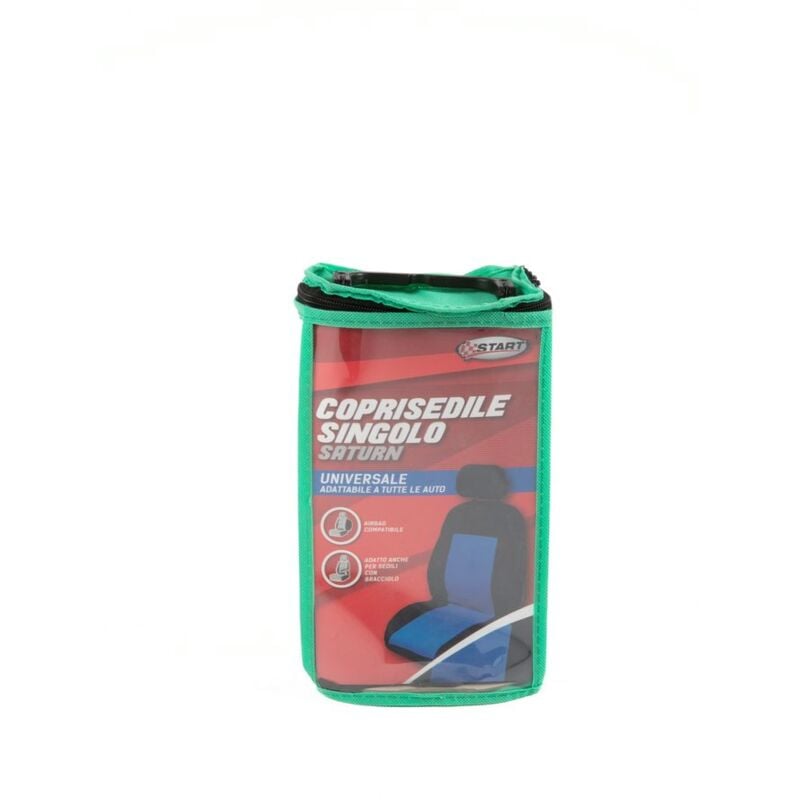 foto del prodotto coprisedile singolo anteriore auto stretch nero blu universale protezione sedile poliestere