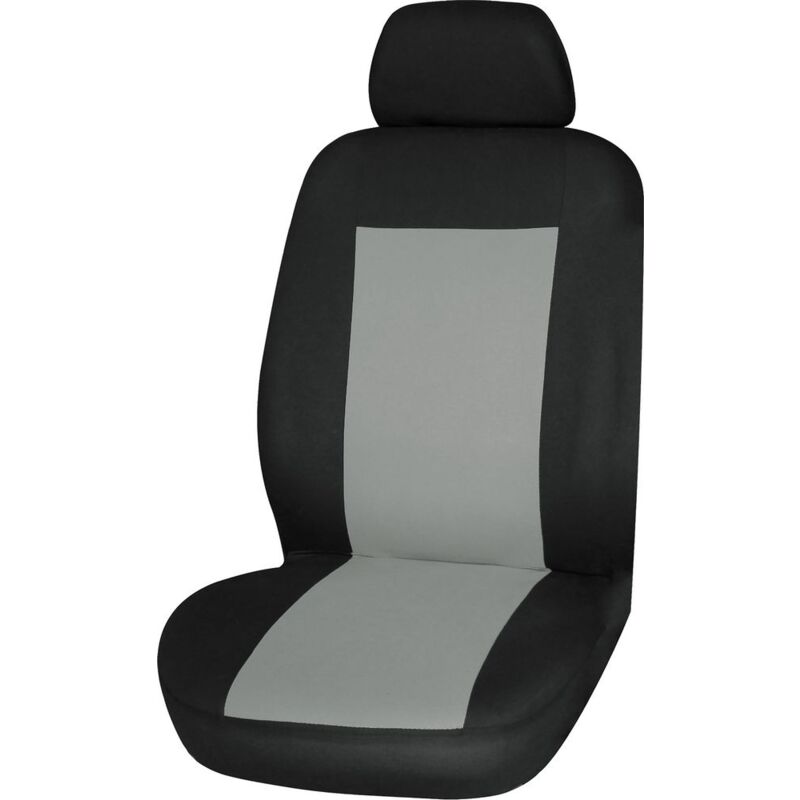 foto del prodotto coprisedile singolo anteriore saturn nero e grigio adatto a tutte le auto compatibile anche con i sedili con braccioli
