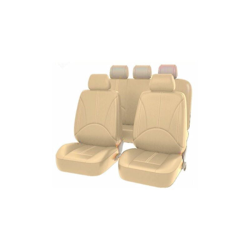 foto del prodotto coprisedile universale per auto in ecopelle realizzato in pelle pu, set da 9 pezzi beige