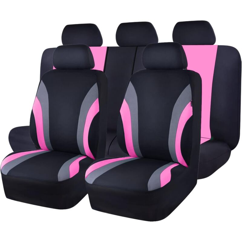 foto del prodotto coprisedili per auto universali sportivi in tessuto line rider, confezione da 11 100 traspirante con spugna composita da 5 mm all interno,