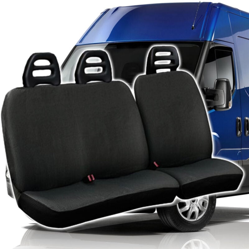 foto del prodotto coprisedili per furgone 3 posti iveco daily universali in cotone grigio scuro trade shop traesio