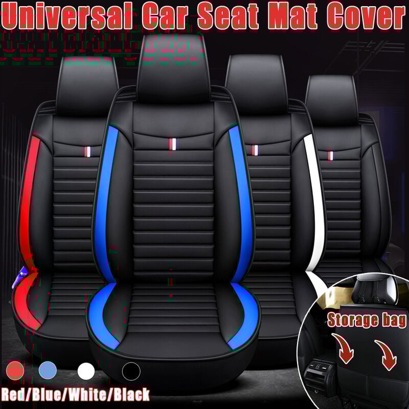 foto del prodotto coprisedili per sedili anteriori universali per auto copricuscini traspiranti in pelle pu 4 colori bianco, versione di lusso impermeabile zebraa