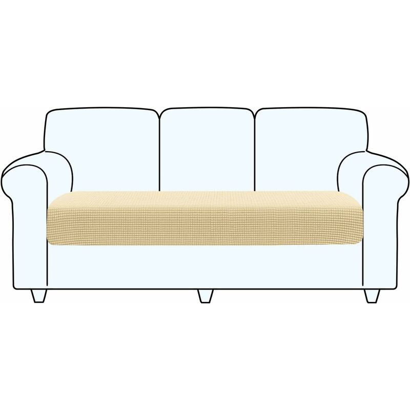 foto del prodotto copriseduta divano elasticizzato alta qualit protezione del cuscino sedile del divano lavabile 3 posti, beige 