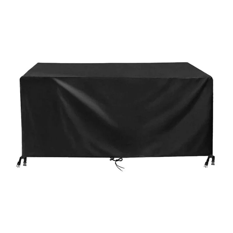 foto del prodotto copritavolo da giardino 150x90x75 cm nero tessuto 420d oxford impermeabile resistente ai raggi uv copri mobili da giardino con corda e fibbia di