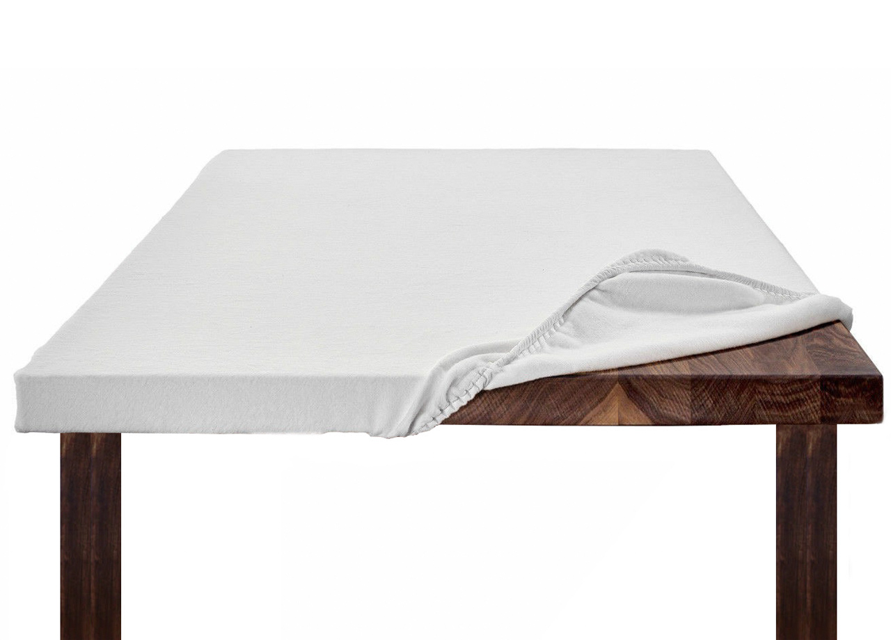 foto del prodotto copritavolo mollettone salvatavolo sottotovaglia protezione macchie feltro bianco elastico sul bordo made in italy 120x250 bianco