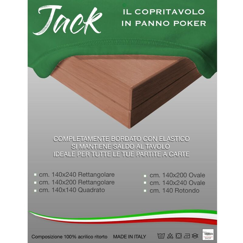 foto del prodotto copritavolo panno gioco carte poker jack verde proteggi tavolo ritorto qualit extra cm. 140 rotondo