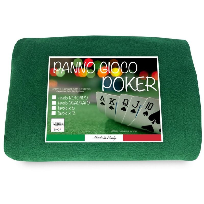 foto del prodotto copritavolo panno gioco carte poker verde proteggi tavolo cm. 140x220 da 12 posti