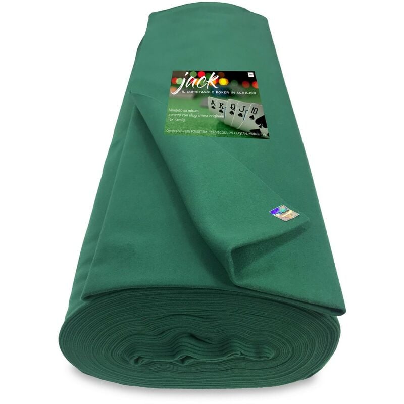 foto del prodotto copritavolo panno jack gioco carte poker acrilico verde a metro su misura h.cm. 150 con ologramma