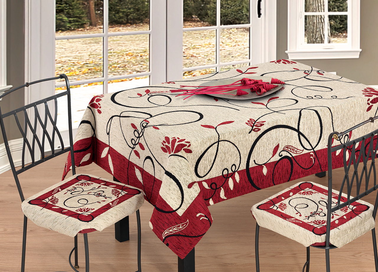 foto del prodotto copritavolo salotto cucina cinigliato lavorazione jacquard modello gold 140x240 beige