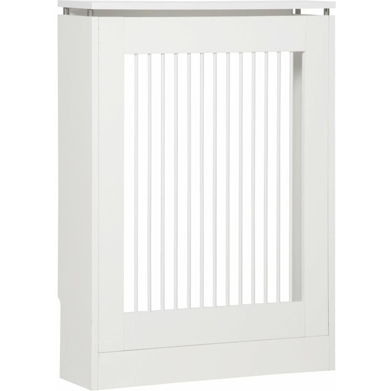foto del prodotto copritermosifone a doghe 60x18x84 cm in mdf e acciaio bianco
