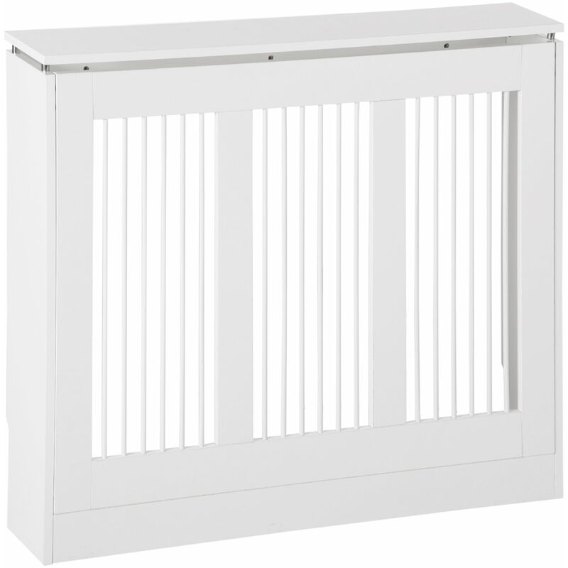 foto del prodotto copritermosifone a doghe 90x18x84 cm in mdf e acciaio bianco