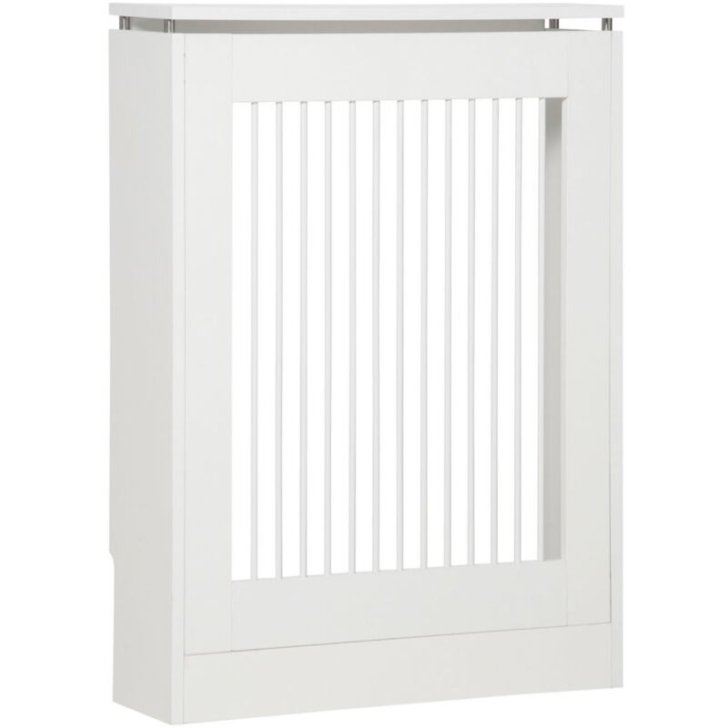 foto del prodotto copritermosifone a doghe moderno in mdf e acciaio 60x18x84cm bianco