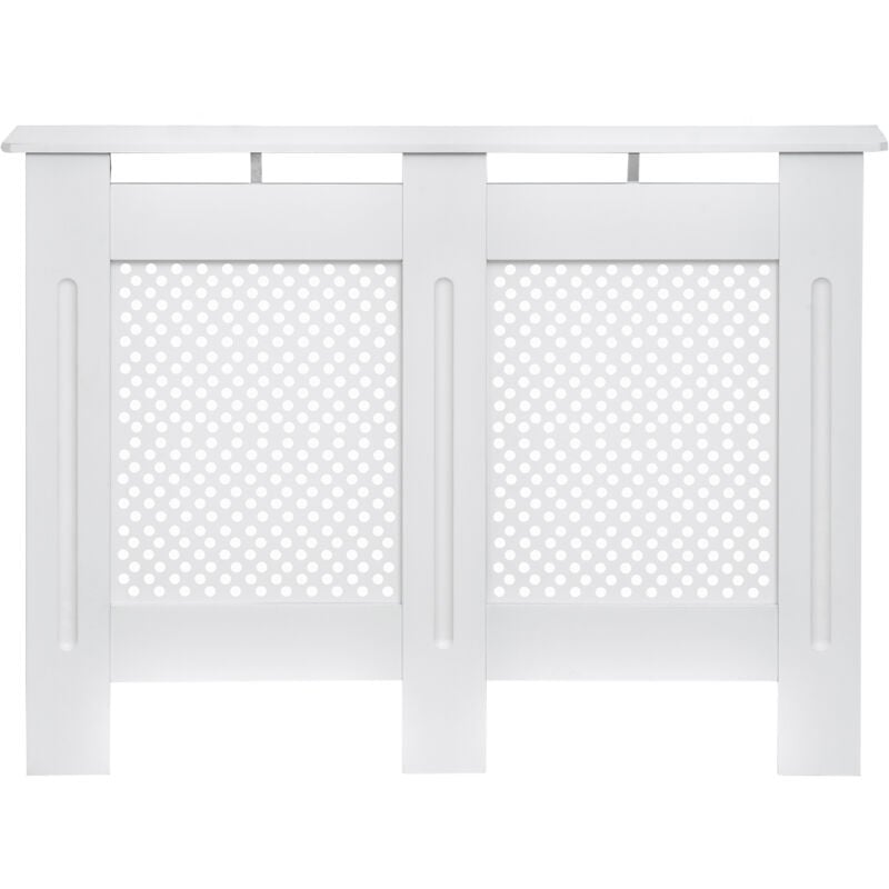 foto del prodotto copritermosifone a griglia in mdf 111.5x82x19 cm bianco homcom