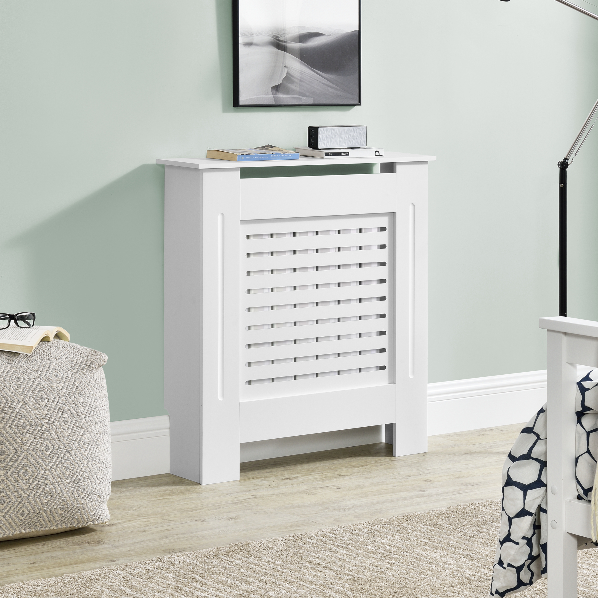 foto del prodotto copritermosifone charleston mobile copri radiatore larghezza 78 cm bianco en.casa 