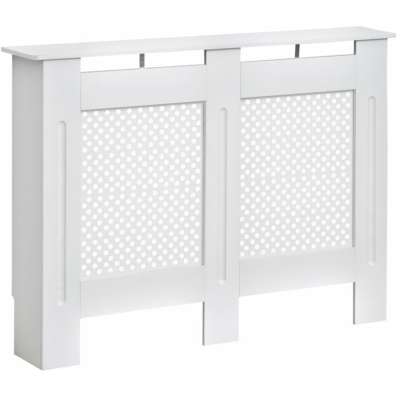 foto del prodotto copritermosifone in legno a griglia bianco 111.5x82x19 cm