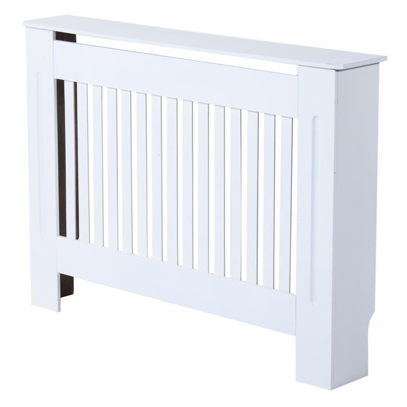 foto del prodotto copritermosifone in legno mdf bianco. 112x19x81cm