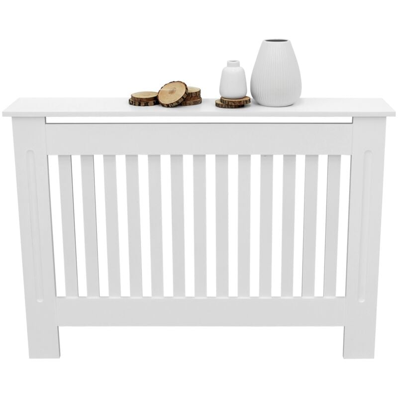 foto del prodotto copritermosifone mdf 112x19x82 cm rivestimento del radiatore verniciato bianco copertura del radiatore stile casa di campagna copricalorifero