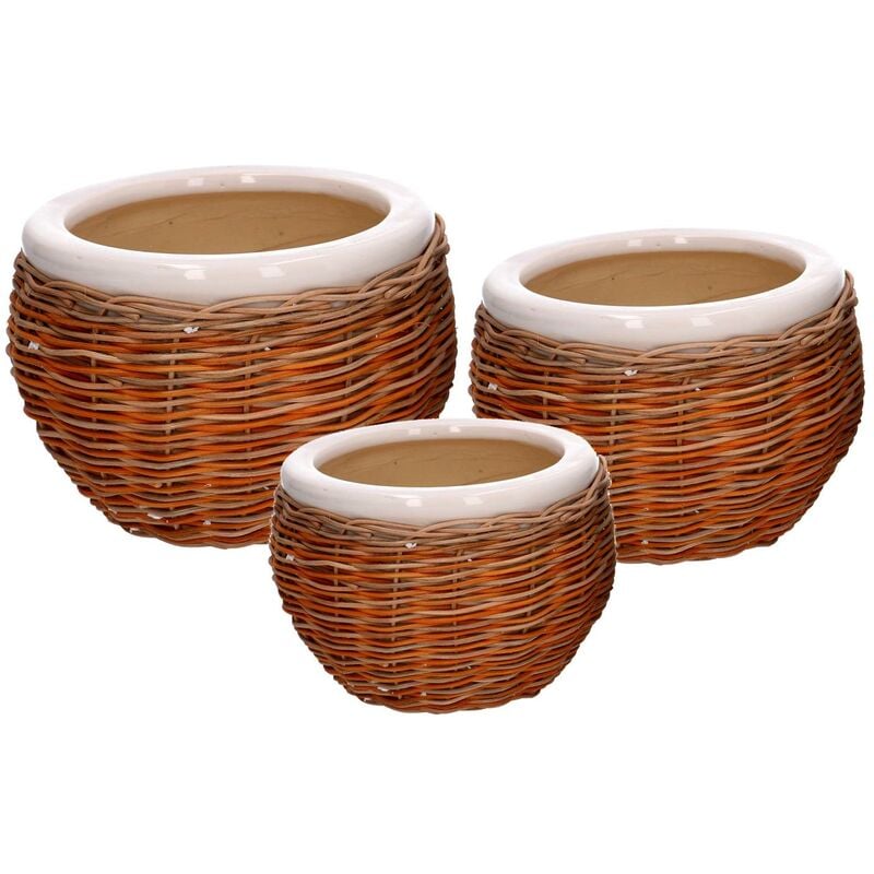 foto del prodotto coprivaso ceramica 1-3 bianco c vimini cm31h21