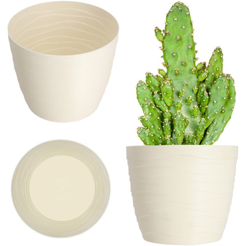 foto del prodotto coprivaso kadax per fiori, color crema, rotondo, 13 cm, in plastica