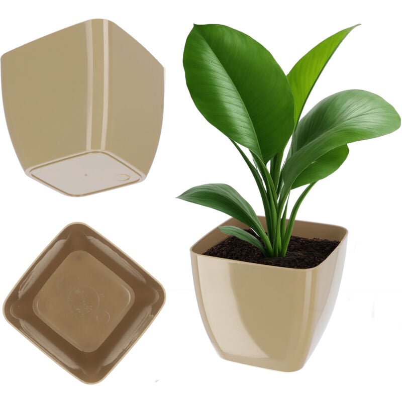 foto del prodotto coprivaso quadrato beige kadax da 17 cm