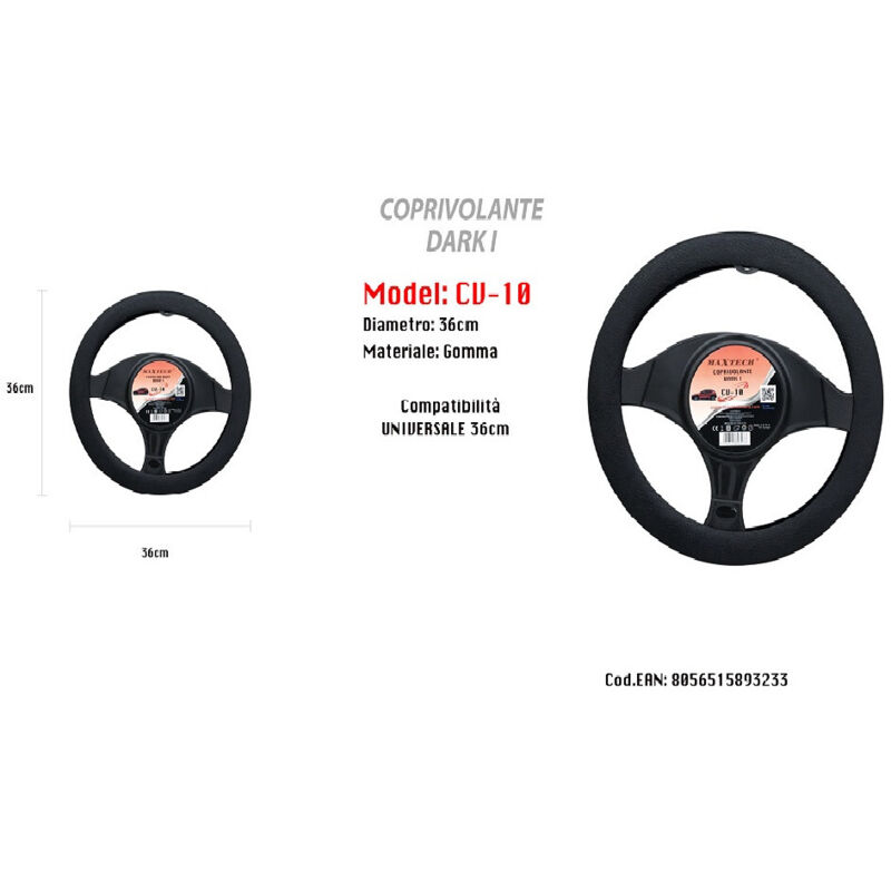 foto del prodotto coprivolante fodera sterzo dark i per auto in gomma universale 36cm cv-10 - - maxtech
