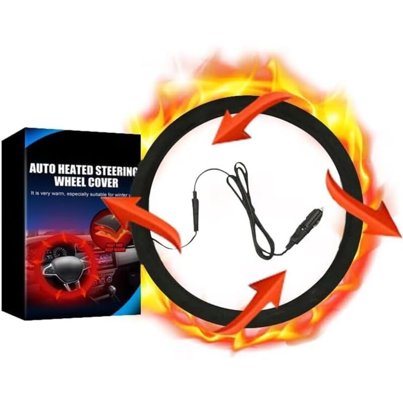 foto del prodotto coprivolante per auto, protezione calda, coperta riscaldata elettrica da 12 v, antiscivolo, taglia universale m 14,5 15 pollici, accessori per auto,
