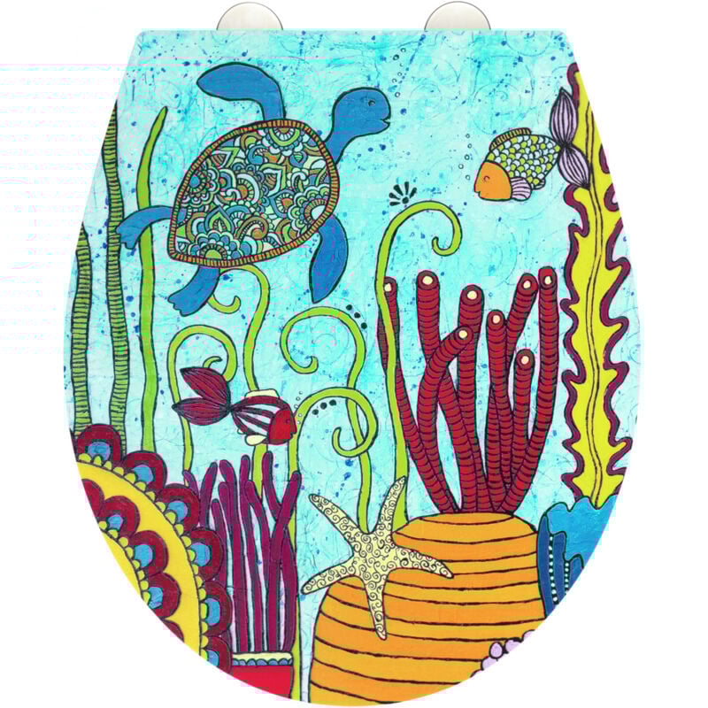 foto del prodotto copriwater con freno di caduta rollin'art, copriwater 'sotto l'acqua', superficie in rilievo, fissaggio in acciaio inossidabile, in duroplast