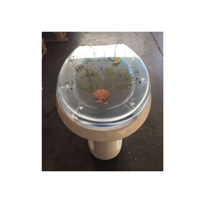 foto del prodotto copriwater decoro floreale in resina trasparente forma universale