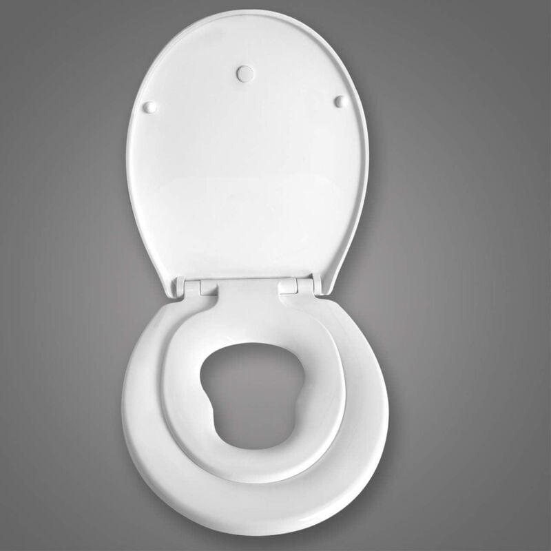 foto del prodotto copriwater familiare con seggiolino per bambini sedile wc in plastica con abbassamento automatico bianco