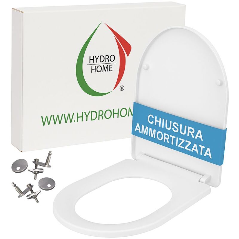 foto del prodotto copriwater forma a d fissaggio dall alto soft close e sgancio rapido compatibile con vari modelli termoindurente bianco