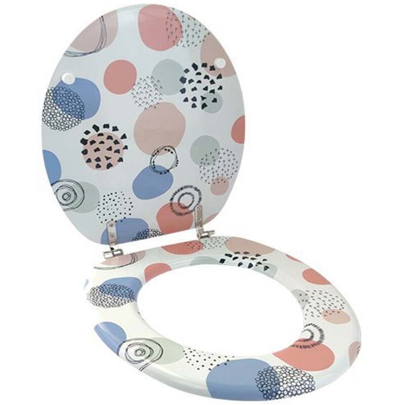 immagine 0 del prodotto copriwater in legno mdf serigrafato tavoletta da bagno wc con stampa colorata multicolor cerniere in acciaio 43x38 cm