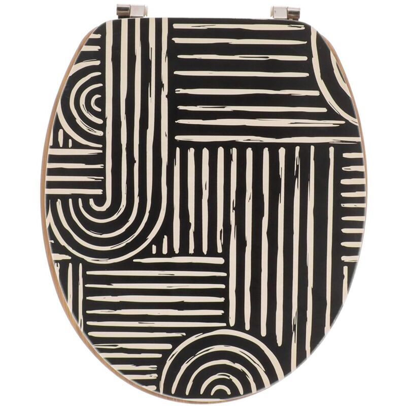 immagine 0 del prodotto copriwater in mdf da 18 pollici con design stampato e sedile in bamb con chiusure in acciaio inox vibrazioni etniche tendance