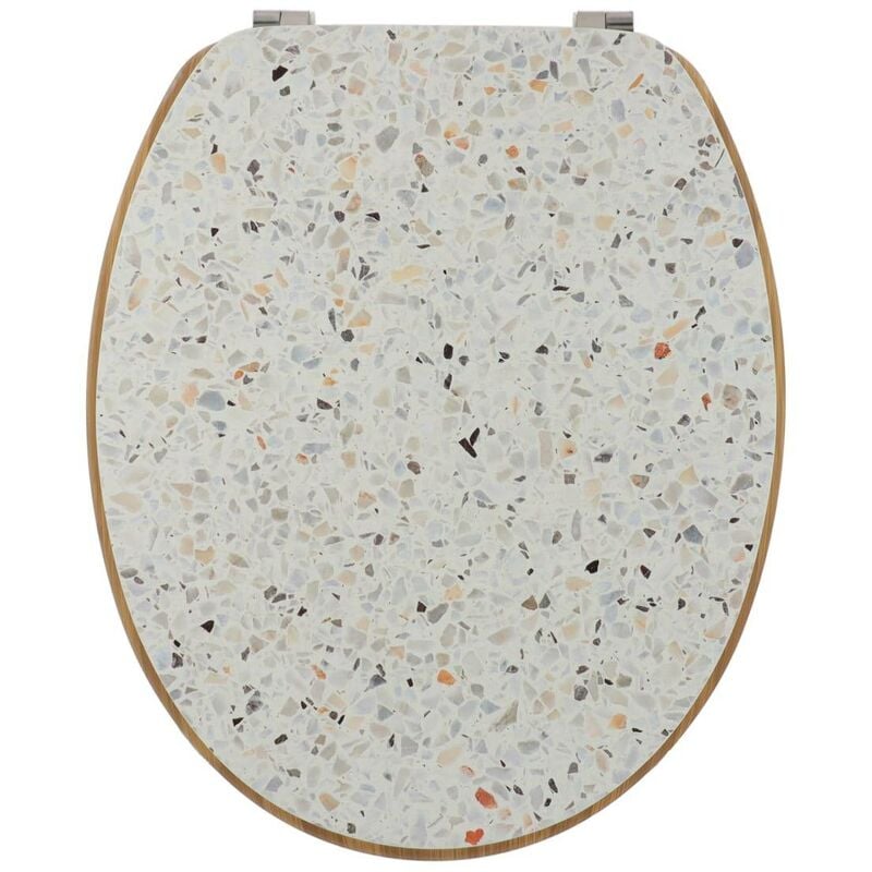 foto del prodotto copriwater in mdf da 18 pollici con design stampato e sedile in bamb con elementi di fissaggio in acciaio inox terrazzo tendance