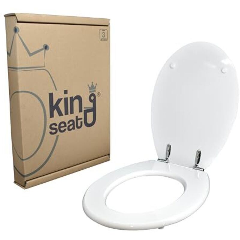 foto del prodotto copriwater in mdf, serie ellisse della ideal standard, bianco, con cerniere in ottone cromato.