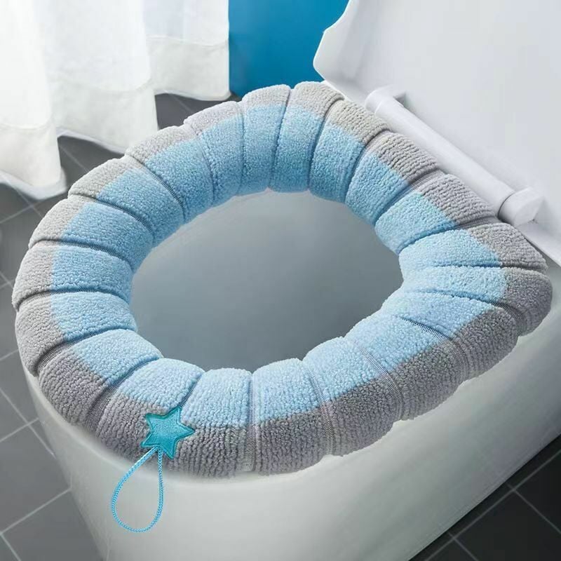 foto del prodotto copriwater per bagno copriwater morbido e spesso cuscino per sedile wc lavabile copriwater blu