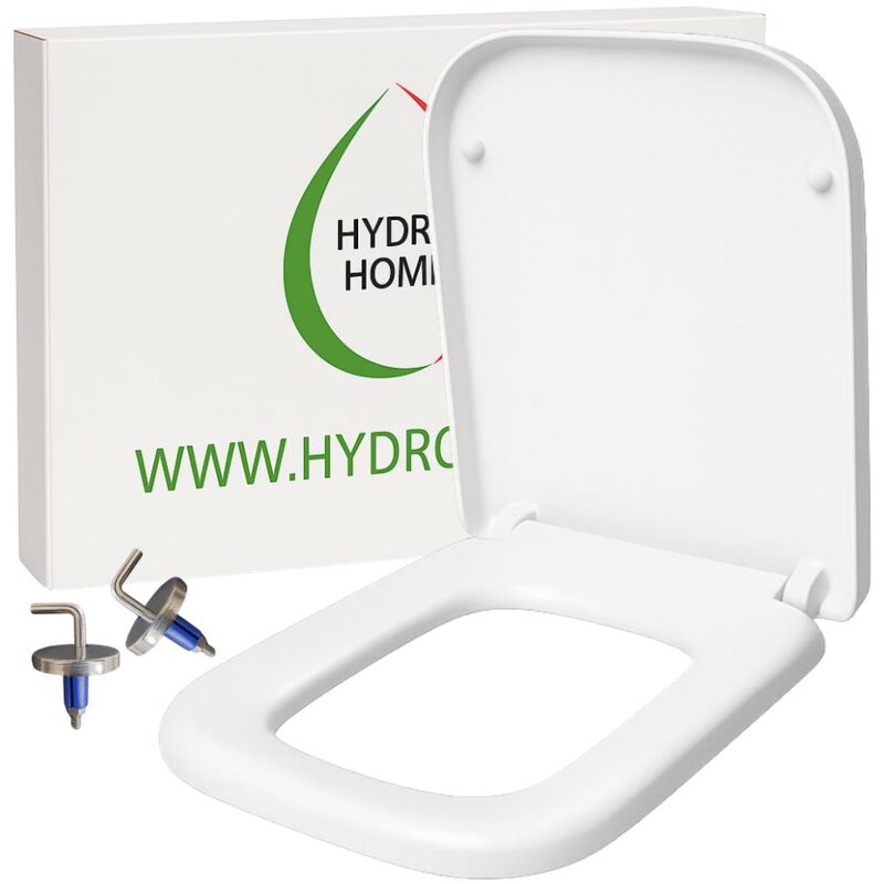 foto del prodotto copriwater rettangolare hh313 fissaggio dall alto soft close compatibile con vari modelli termoindurente bianco