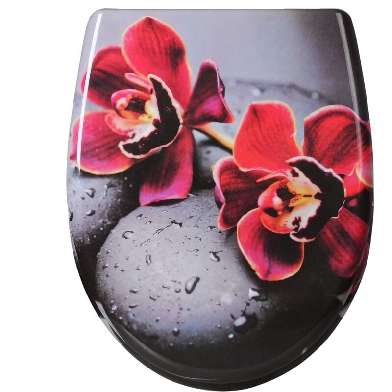 foto del prodotto copriwater sedile wc universale soft close toilet seat bagno in plastica fiori - woltu