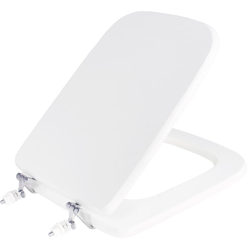 foto del prodotto copriwater universale 34,2x42,6 cm in mdf cerniere in metallo cromato conca bianco lucido