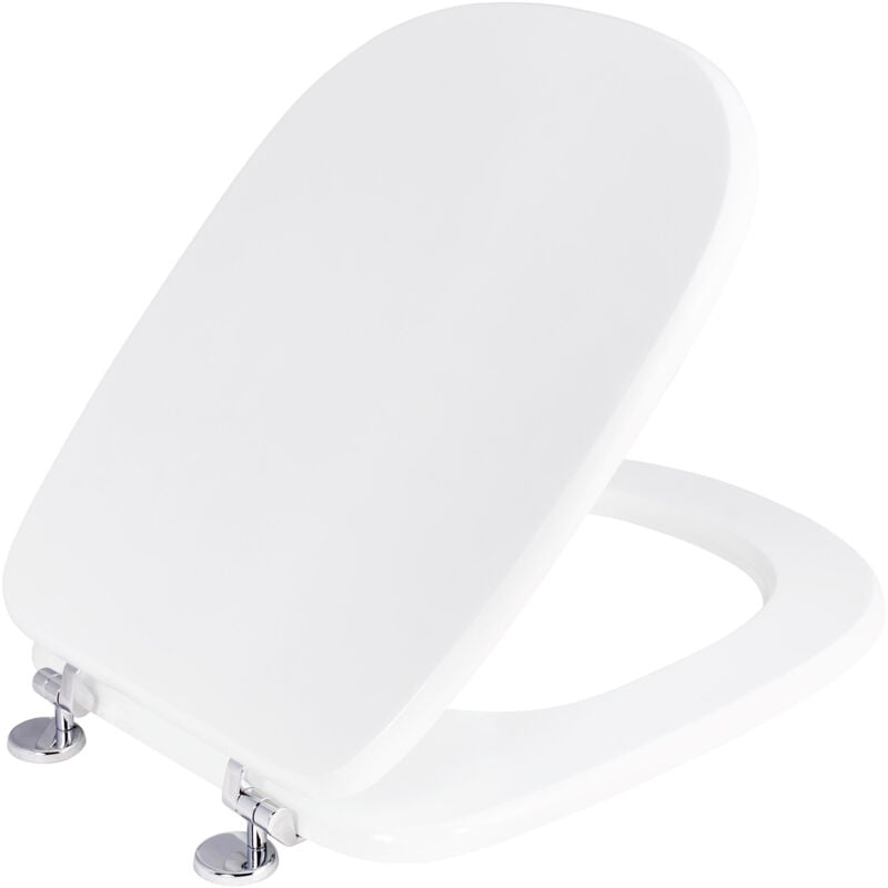 foto del prodotto copriwater universale 35,5x43,3 cm in mdf cerniere in metallo cromato tesi bianco lucido