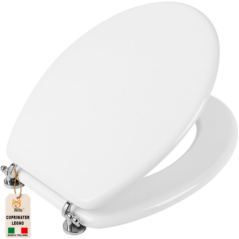 foto del prodotto copriwater universale in legno mdf bianco per wc da bagno