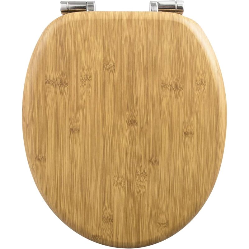 foto del prodotto copriwater universale in legno sedile wc coperchio tavoletta copri wc aspetto di bambù - woltu
