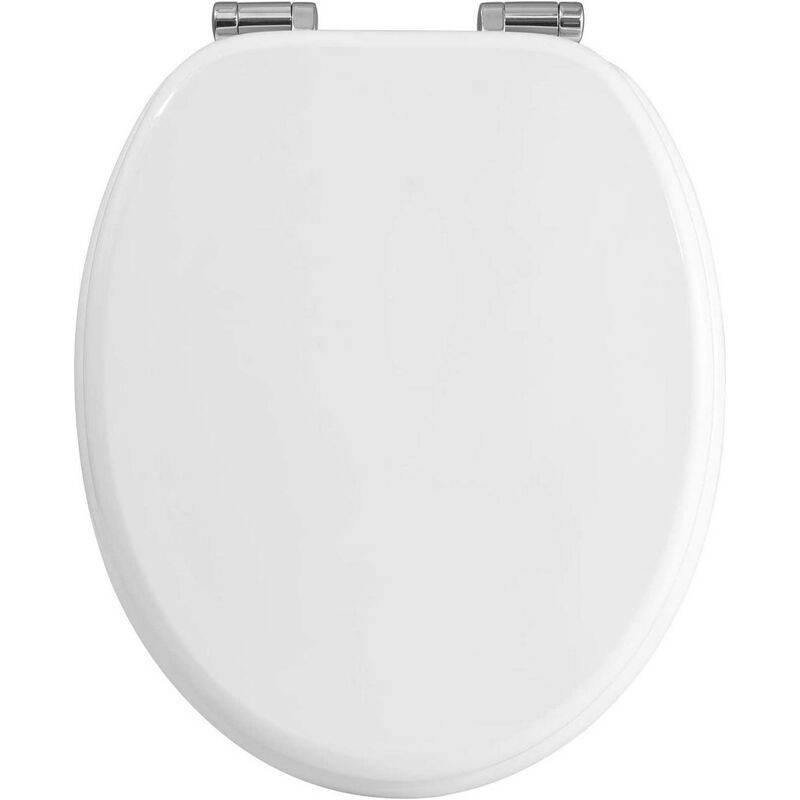 foto del prodotto copriwater universale in legno sedile wc coperchio tavoletta copri wc bianco - woltu