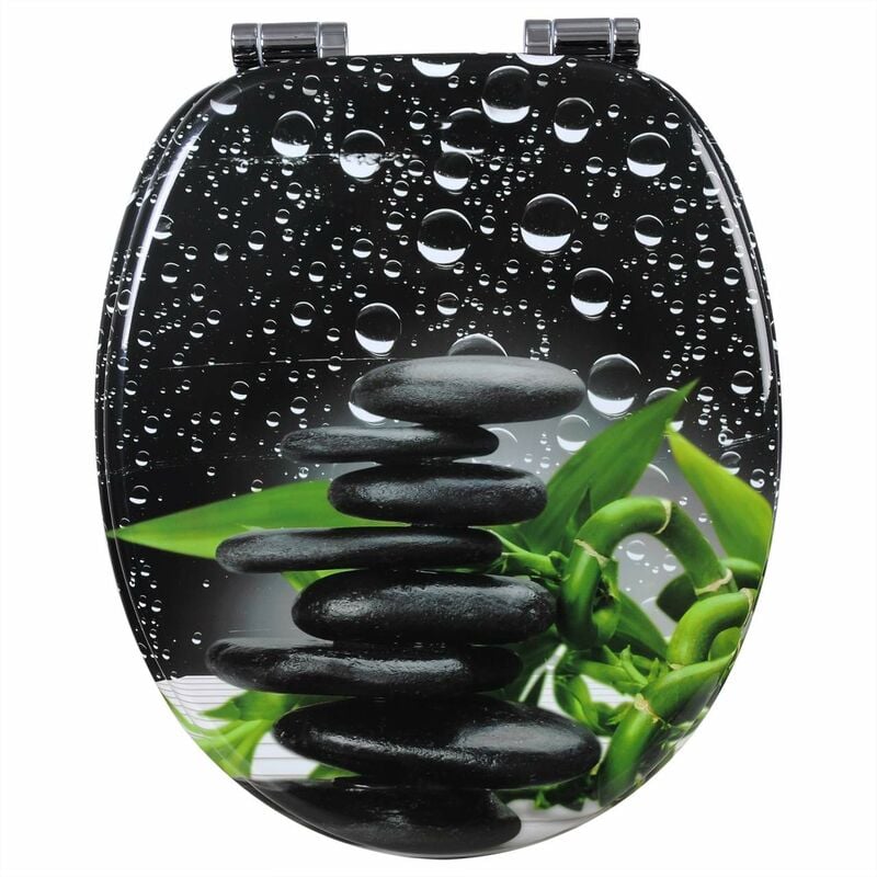 foto del prodotto copriwater universale in legno sedile wc coperchio tavoletta copri wc equilibrio - woltu