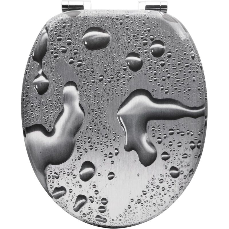 foto del prodotto copriwater universale in legno sedile wc coperchio tavoletta copri wc grigio goccia di rugiada - woltu