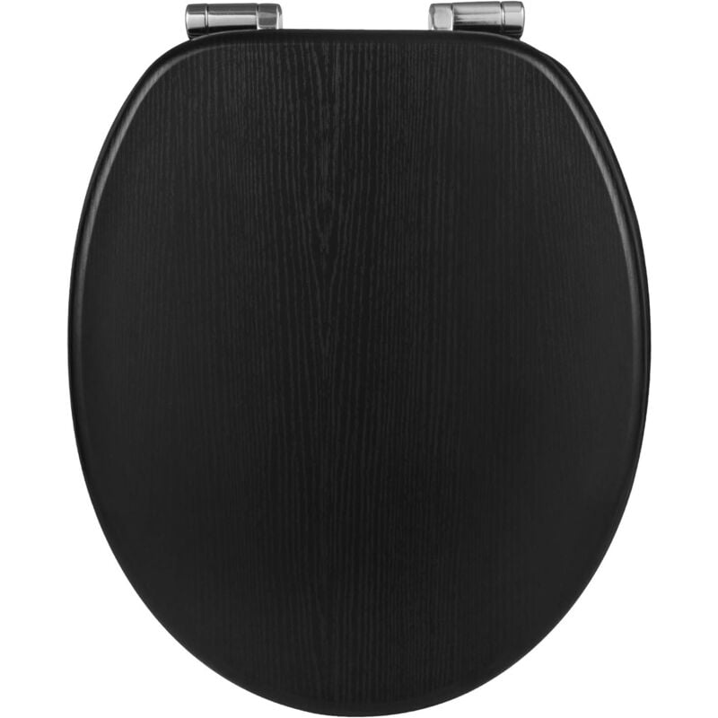 foto del prodotto copriwater universale in legno sedile wc coperchio tavoletta copri wc nero - woltu
