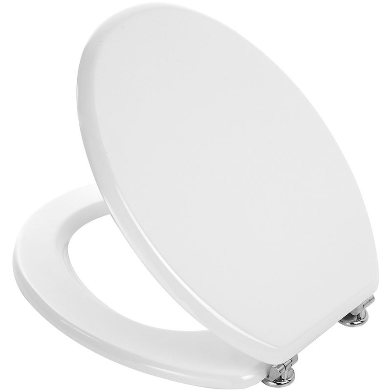 foto del prodotto copriwater universale in mdf bianco con cerniere regolabili in metallo